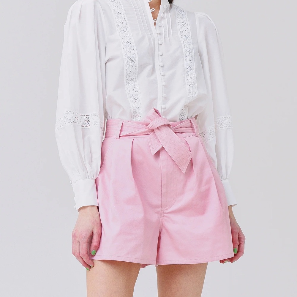 HUNTER BELL (NWT) Tyler Pink High Waisted Tie Front Shorts